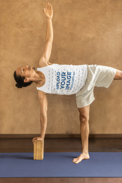 Mockup of a Yoga Instructor Wearing a Tank Top While Exercising