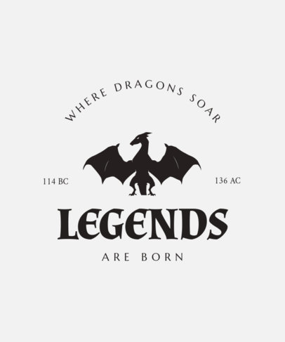Quote T-Shirt Design Template Featuring a Dragon Graphic and a Medieval Fantasy Theme