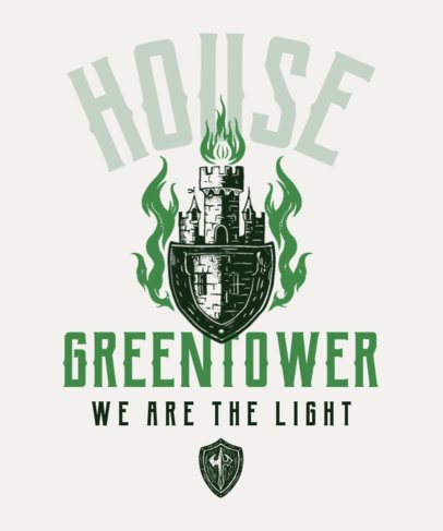 Medieval Fantasy-Inspired T-Shirt Design Creator with a Flaming Castle 6769b