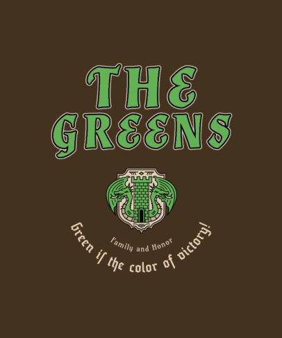 Medieval Fantasy-Inspired T-Shirt Design Template with a Winged Dragon and a Castle