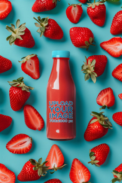 Glass Bottle Mockup Featuring AI-Generated Strawberries