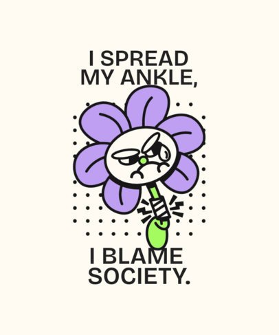 T-Shirt Design Maker Featuring a Mad Cartoonish Flower With an Ache Survivor Quote