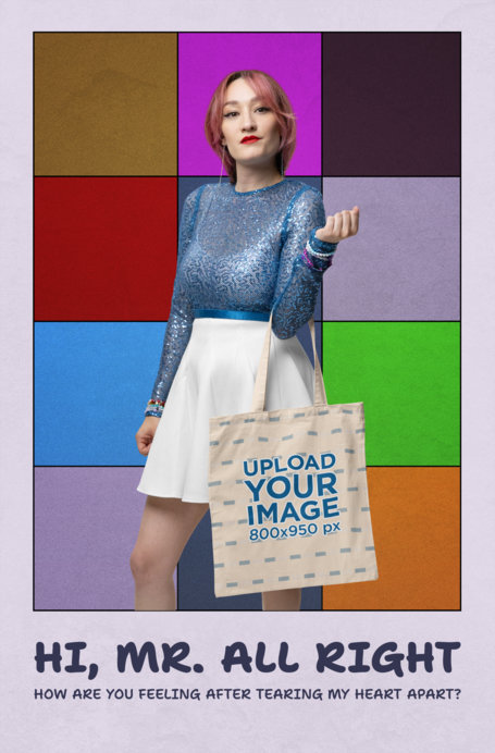 Swift Fandom-Inspired Mockup Featuring a Woman Carrying a Tote Bag