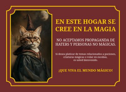 Greeting Card Design Template with a Funny Cat in a Wizard Costume 6771a