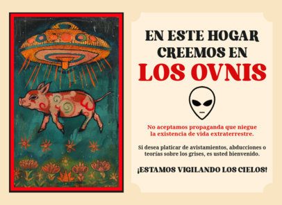 Greeting Card Maker Featuring a UFO Theme With a Pig Graphic 6770