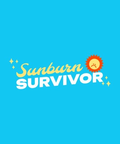 Typography T-Shirt Design Template With a Sunburn Survivor Phrase 6774g