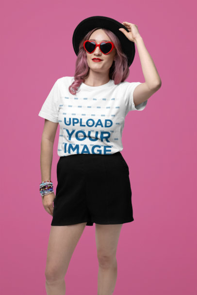 Bella Canvas T-Shirt Mockup of a Stylish Woman in a Swift Fandom-Inspired Look