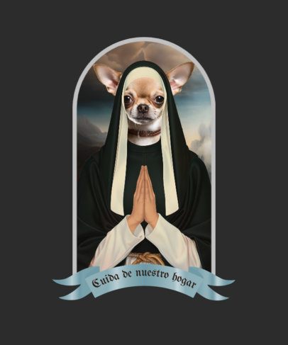 T-Shirt Design Template with a Funny Puppy in a Saint Costume 6759a