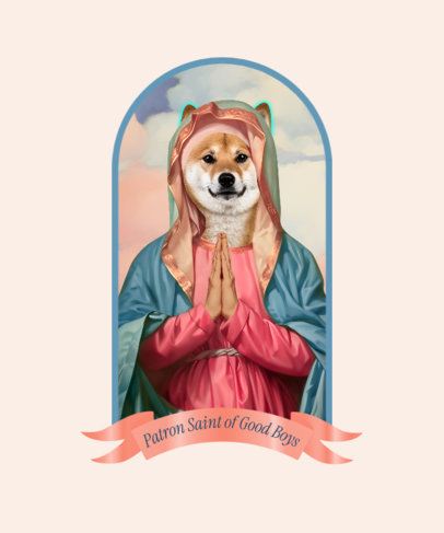 T-Shirt Design Generator Featuring a Dog's Face in a Saint's Body 6759b