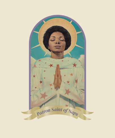 Funny T-Shirt Design Creator with an AI-Made Picture of a Saint Woman 6759c