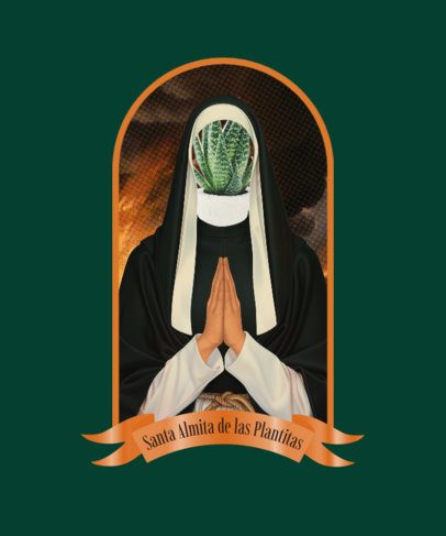 T-Shirt Design Maker Featuring a Female Saint with a Customizable Head   6759f