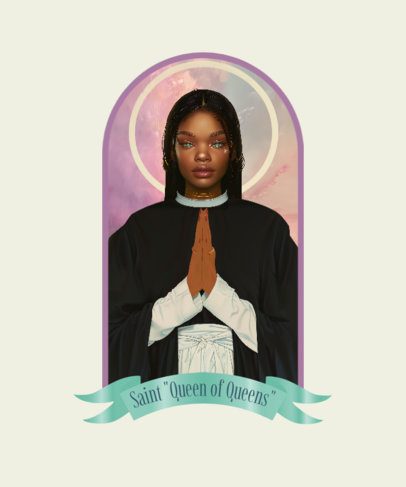 T-Shirt Design Generator with a Woman with Praying Hands in a Saint Outfit 6759g