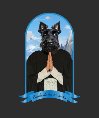 T-Shirt Design Creator with a Cute Dog's Face in a Human Body in Praying Hands 6759h