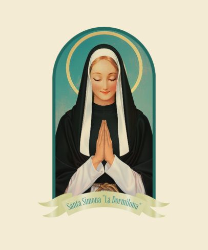 AI-Created T-Shirt Design Maker Featuring a Female Saint with Praying Hands 6759i