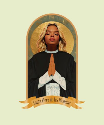 T-Shirt Design Template with an AI-Generated Woman with Praying Hands 6759j