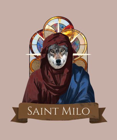 Parody T-Shirt Design Maker Featuring a Dog with a Saint Attire 6760