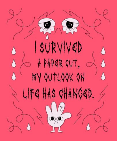 T-Shirt Design Maker Featuring Crying Cartoons with a Survivor-Themed Phrase 6775d