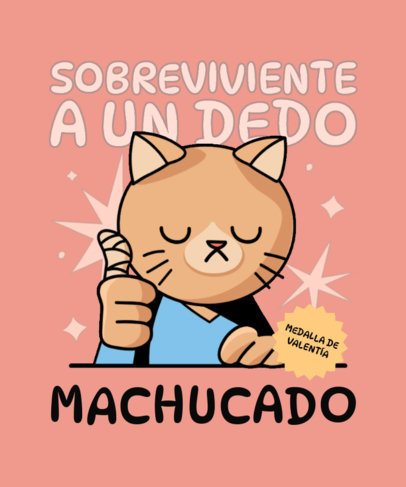 T-Shirt Design Maker Featuring a Cat With a Wounded Finger 6772h