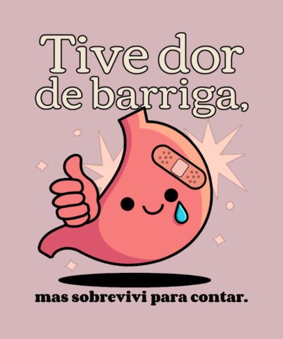 T-shirt Design Creator With a Cartoonish Stomach Ache Graphic