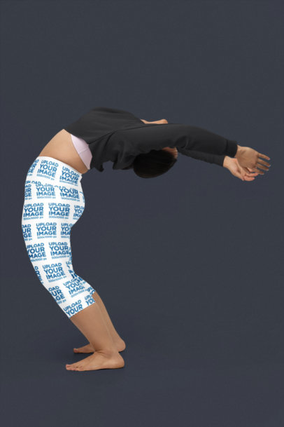 Yoga Capri Leggings Mockup of a Woman Stretching Her Back