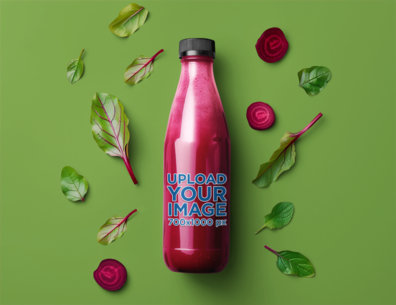 Mockup of an AI-Generated Glass Bottle With Beet Juice m40426