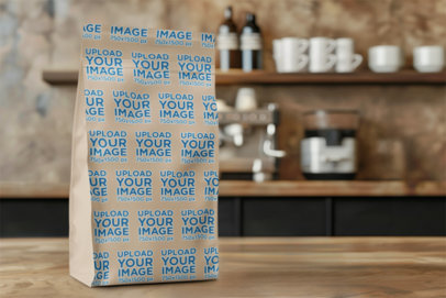 AI-Generated Mockup of a Print Coffee Bag Placed on a Table