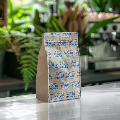 Mockup of an AI-Generated Coffee Bag in a Place Full of Plants m40410