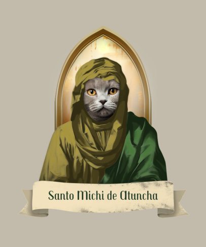T-Shirt Design Maker Featuring a Cute Cat in a Saint Costume 6760d