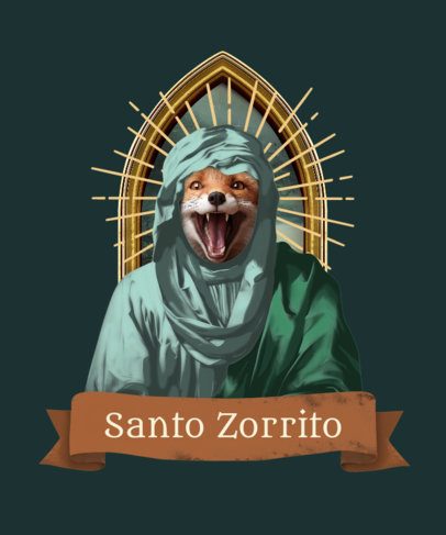 T-Shirt Design Generator Featuring a Funny Fox Wearing a Saint Attire 6760f