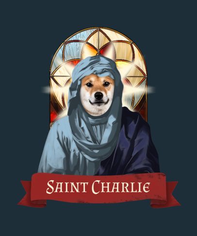 T-Shirt Design Maker Featuring a Funny Dog Face in a Saint Body 6760h