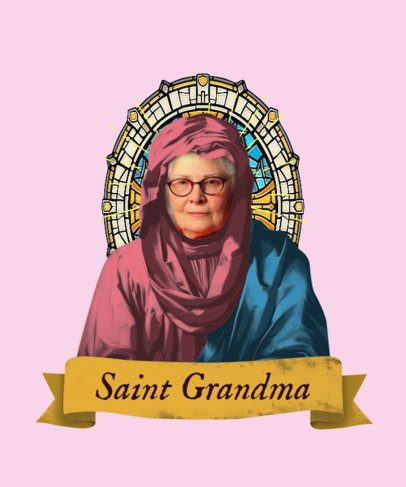 T-Shirt Design Template Featuring a Charming Grandma in a Saint Costume 6760i