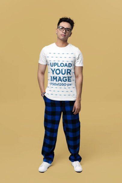 Swift Fandom-Inspired Mockup of a Man Wearing a Round-Neck T-Shirt