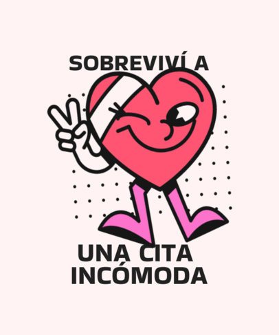 T-Shirt Design Maker With a Broken Heart and an Awkward Dating Survivor Quote 6773h