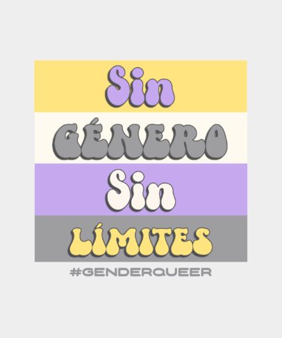 T-Shirt Design Template with a Pride Quote in a Non-Binary Flag
