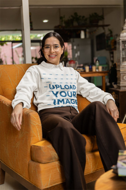 Grandpacore-Inspired Mockup of a Woman Wearing a Gildan Sweatshirt