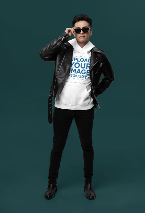 Gildan Hoodie Mockup Featuring a Cool Man Wearing an Outfit Inspired by the Swift Fandom