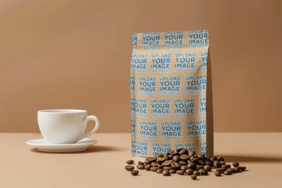 Packaging Mockup Featuring an AI-Created Coffee Bag With Coffee Beans m40383