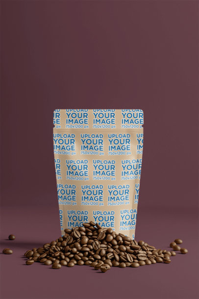 AI-Generated Mockup Featuring a Sublimated Coffee Bag With Coffee Beans m40387
