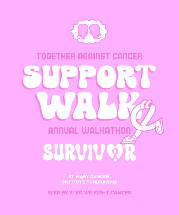 Placeit - T-Shirt Design Template for a Supporting Walk Against Breast ...