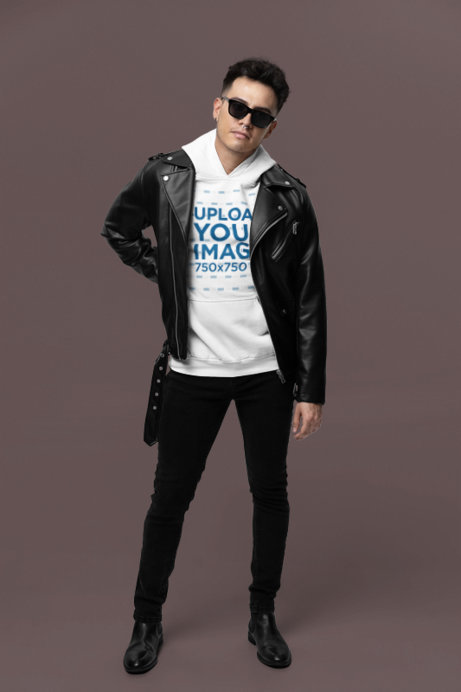 Gildan Hoodie Mockup of a Man With a Serious Look in a Swift Fandom-Inspired Style