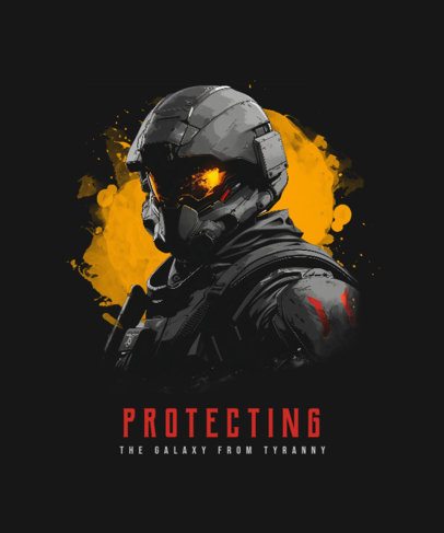 Soldier-Themed T-Shirt Design Template Inspired by a Shooters Battle Game