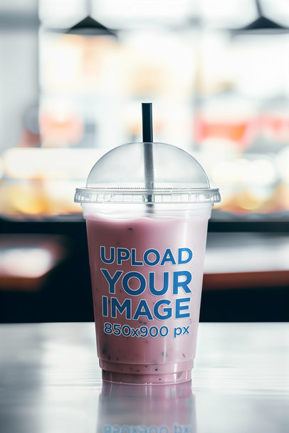 AI-Created Mockup Featuring a Sipper Glass Filled With a Strawberry Smoothie Drink m40897
