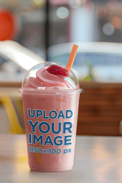 Sipper Glass Mockup Featuring an AI-Created Frappe Milkshake m40893