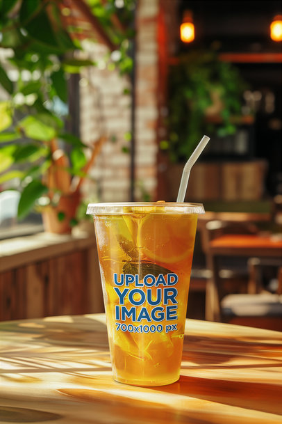 Mockup of an AI-Created Sipper Glass Filled With an Orange Refresher Drink m40890