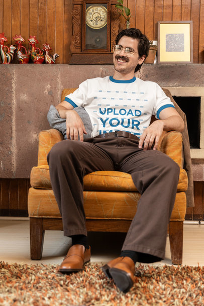 Port & Company Ringer T-Shirt Mockup Featuring a Cheerful Man in a Grandpacore Style m40645