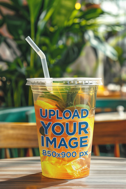 Drinkware Mockup Featuring an AI-Created Sipper Glass Filled With an Orange Beverage m40889