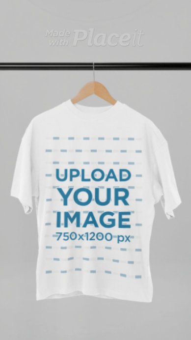 Oversized Round-Neck T-Shirt Video Featuring a Wooden Hanger