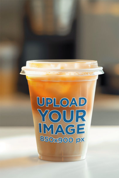 Print Mockup Featuring an AI-Created Sipper Glass Filled With a Coffee Drink m40888