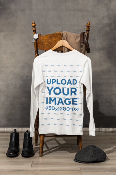 Bella Canvas Mockup Featuring a Long-Sleeve Tee With Vintage Garments m39756