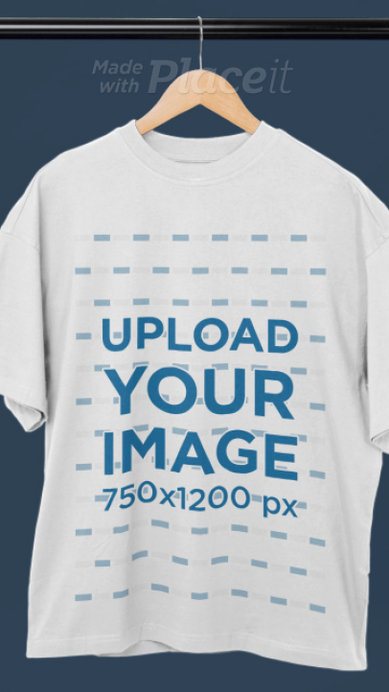 Video of an Oversized Round-Neck Tee Placed on a Wooden Hanger